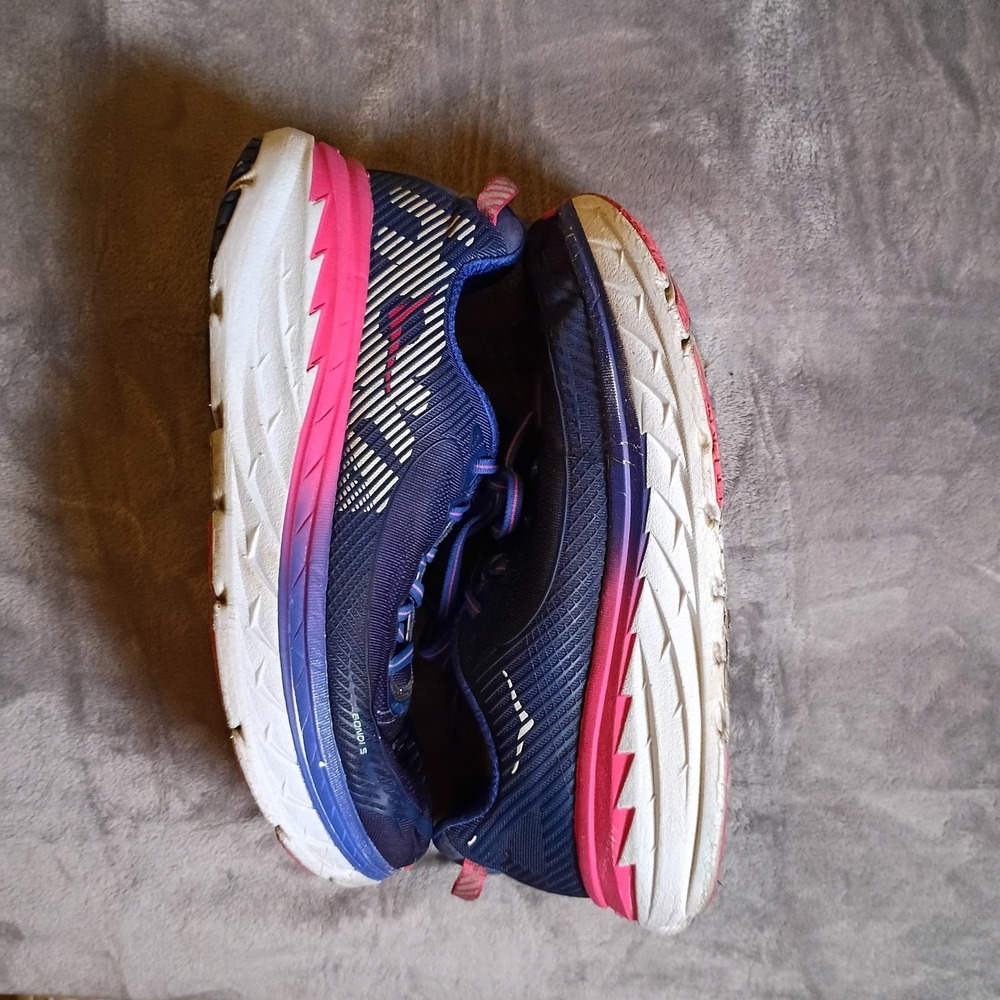 Hoka One One Bondi 5 Wide Deep Blue Pink Running Shoes Womens 9 D 1016605 BSTW